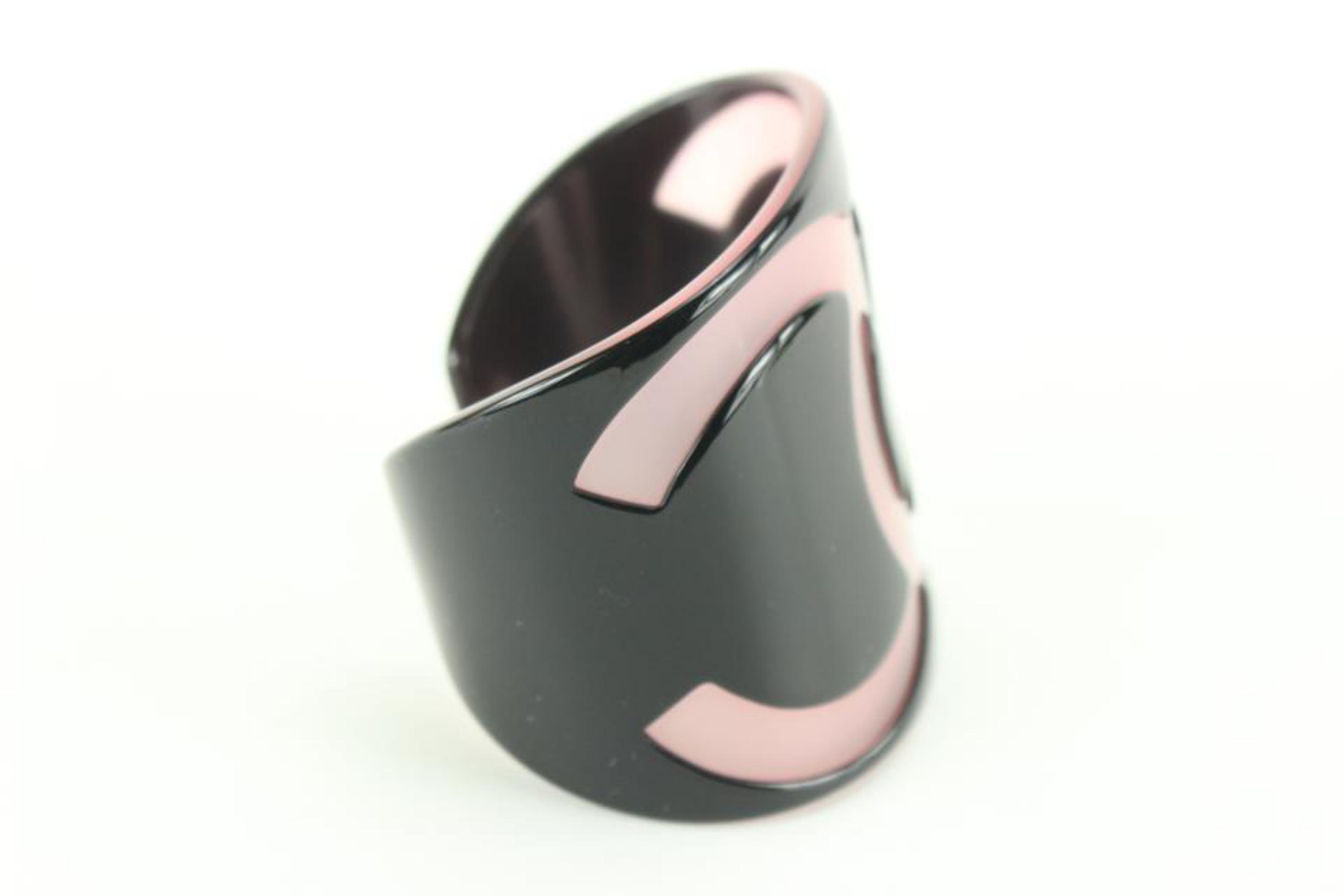 Chanel 01p Black x Pink CC Cuff Bracelet Bangle 32ck824s 7