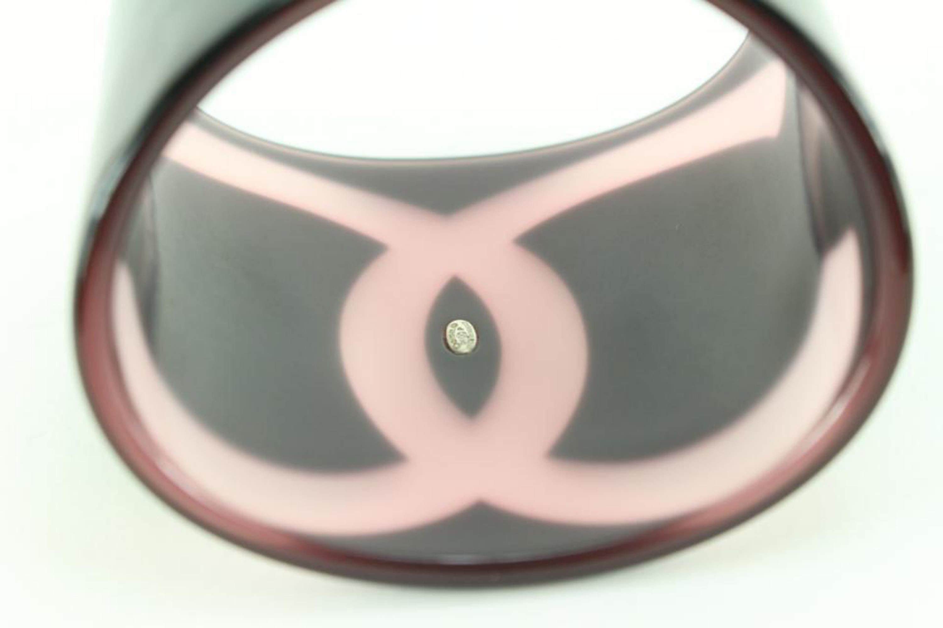Women's Chanel 01p Black x Pink CC Cuff Bracelet Bangle 32ck824s