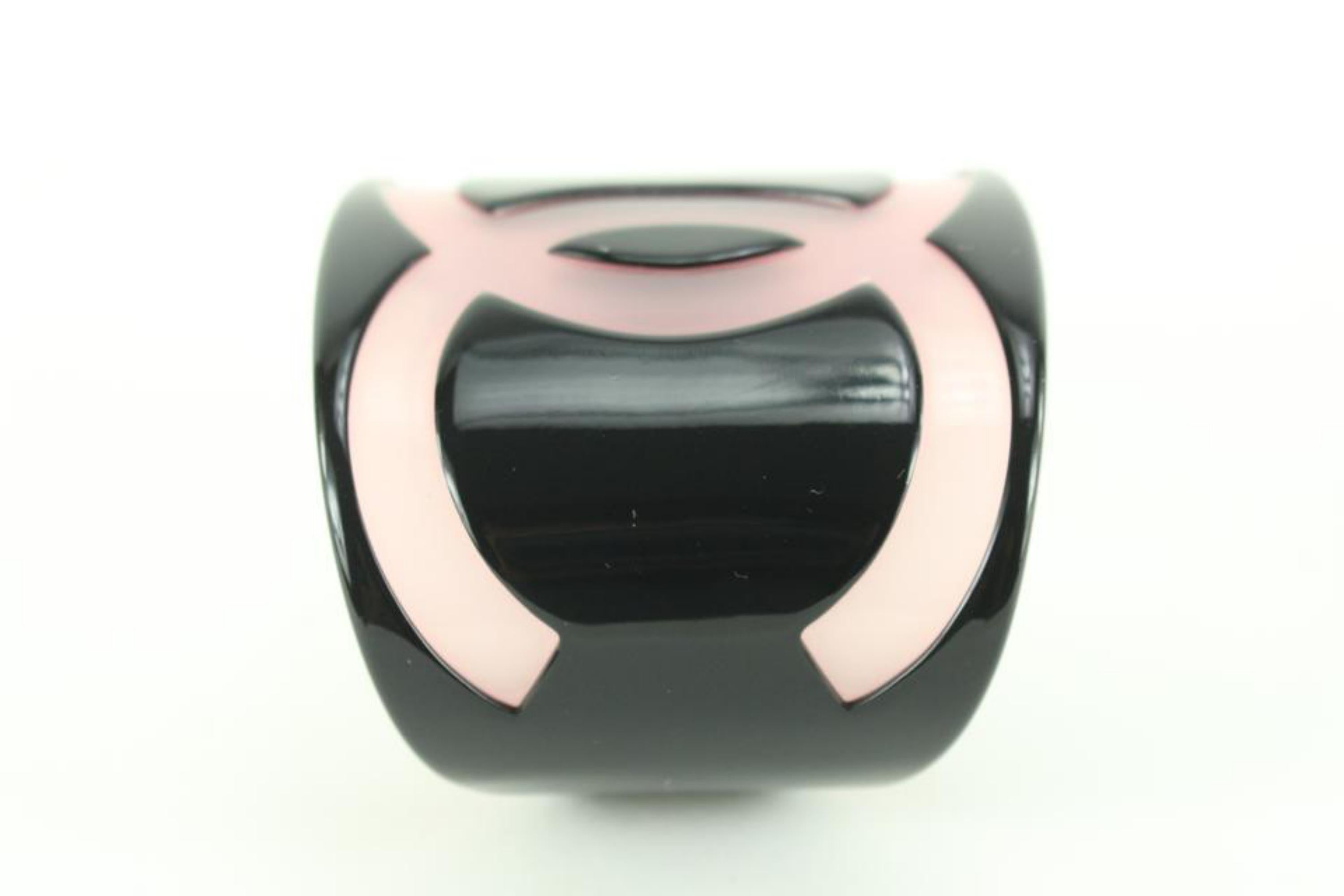 Chanel 01p Black x Pink CC Cuff Bracelet Bangle 32ck824s 2
