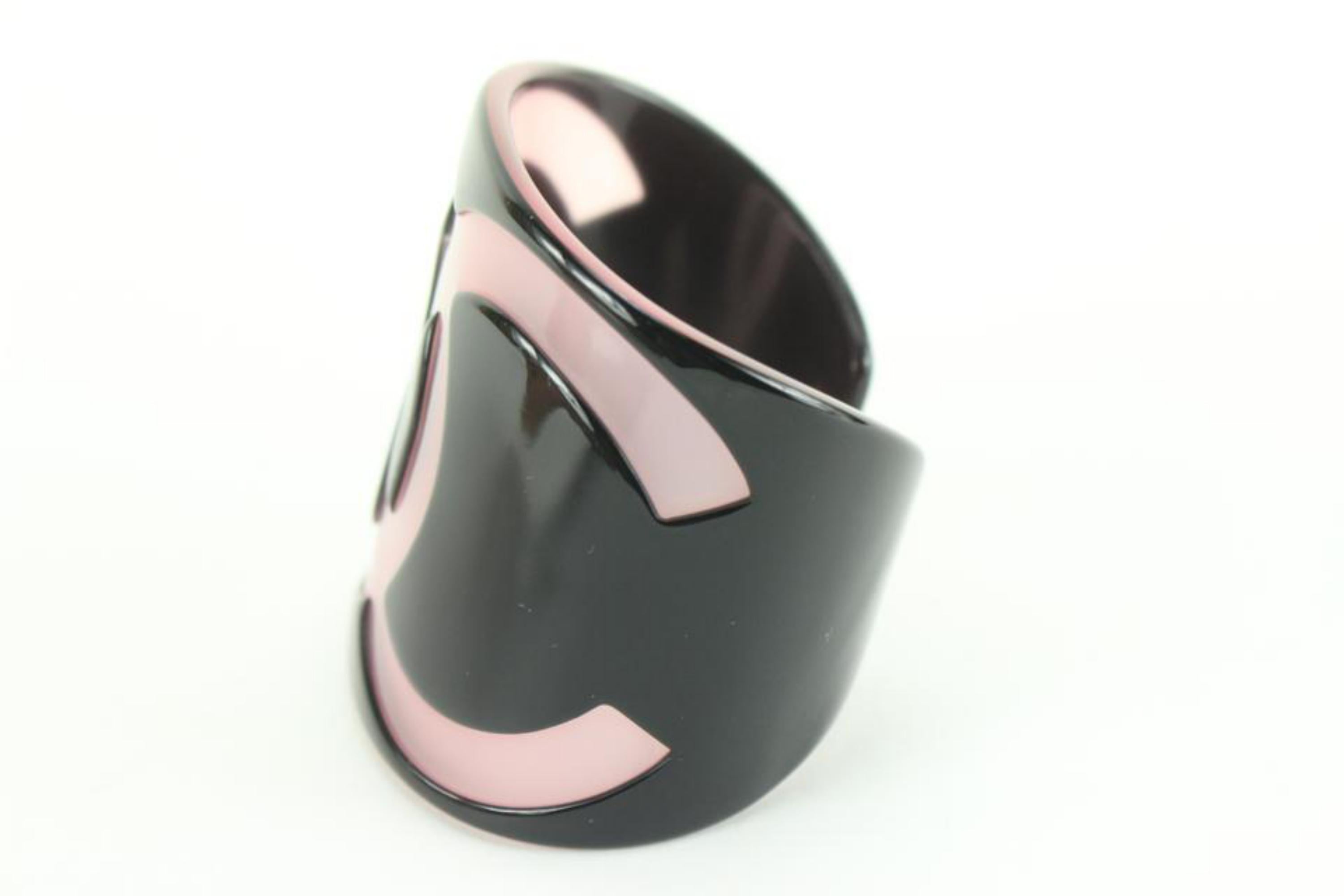 Chanel 01p Black x Pink CC Cuff Bracelet Bangle 32ck824s 5