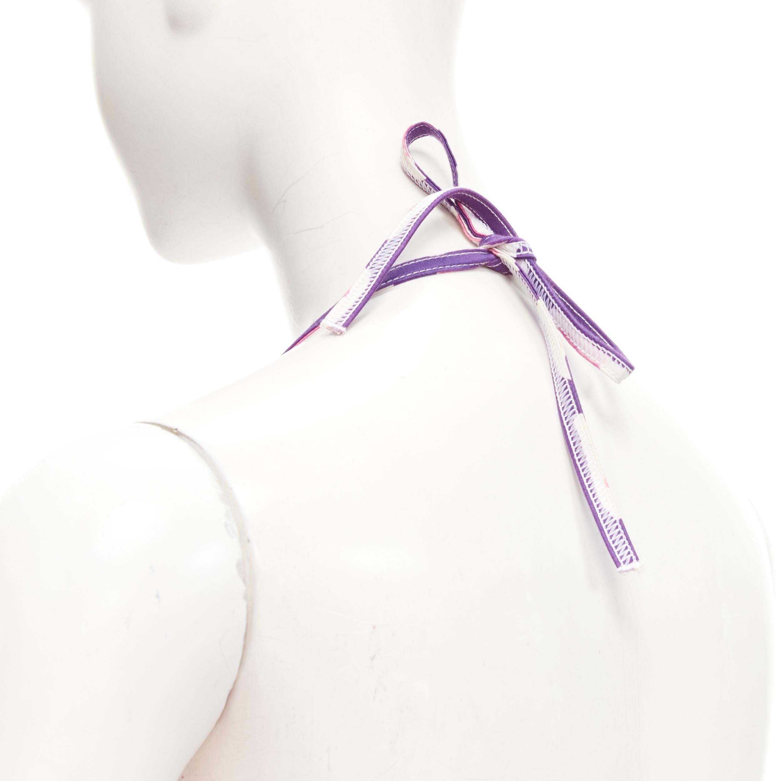 CHANEL 01P CC pink purple brush geometric print halter strap mini dress FR34 XS 3