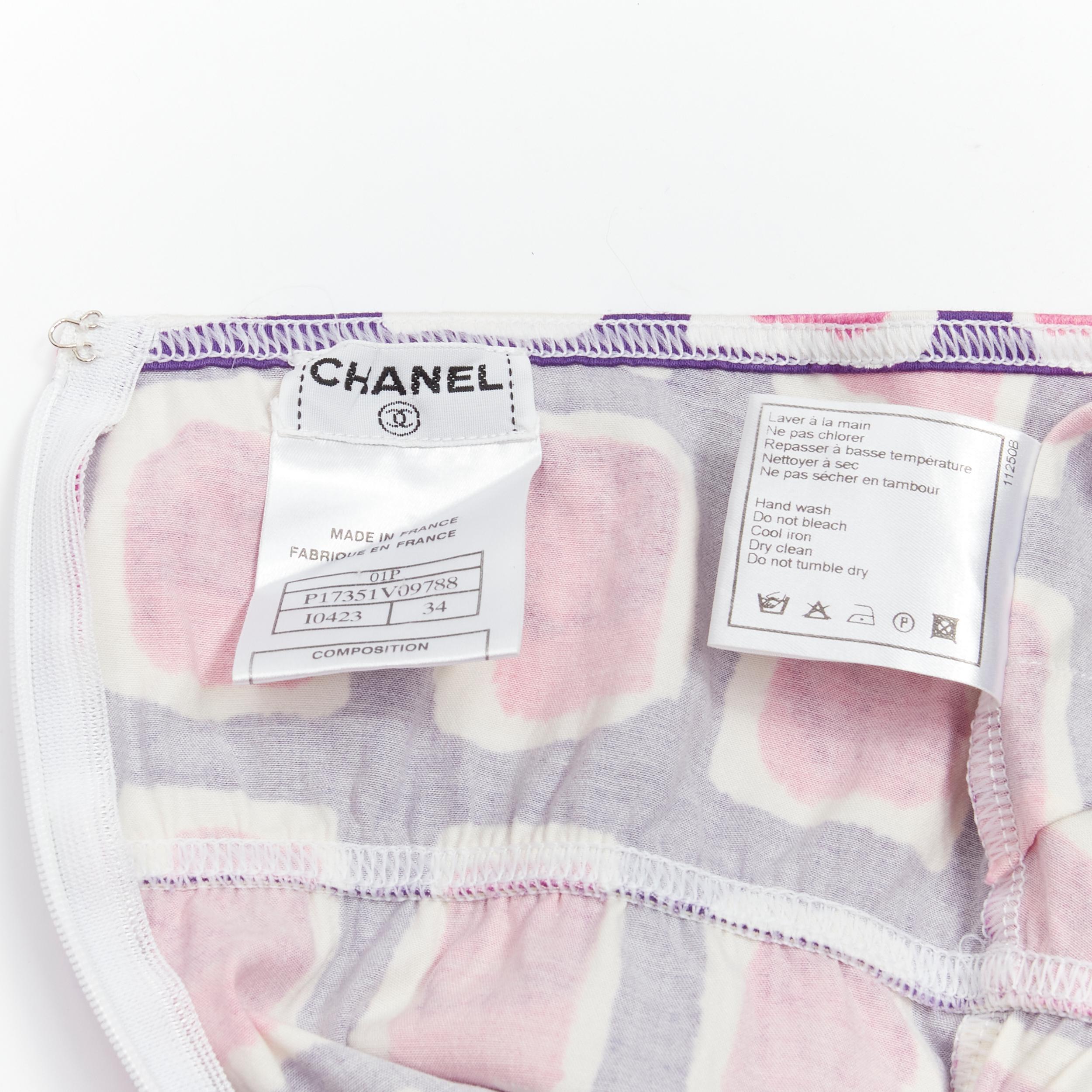 CHANEL 01P CC pink purple brush geometric print halter strap mini dress FR34 XS 5