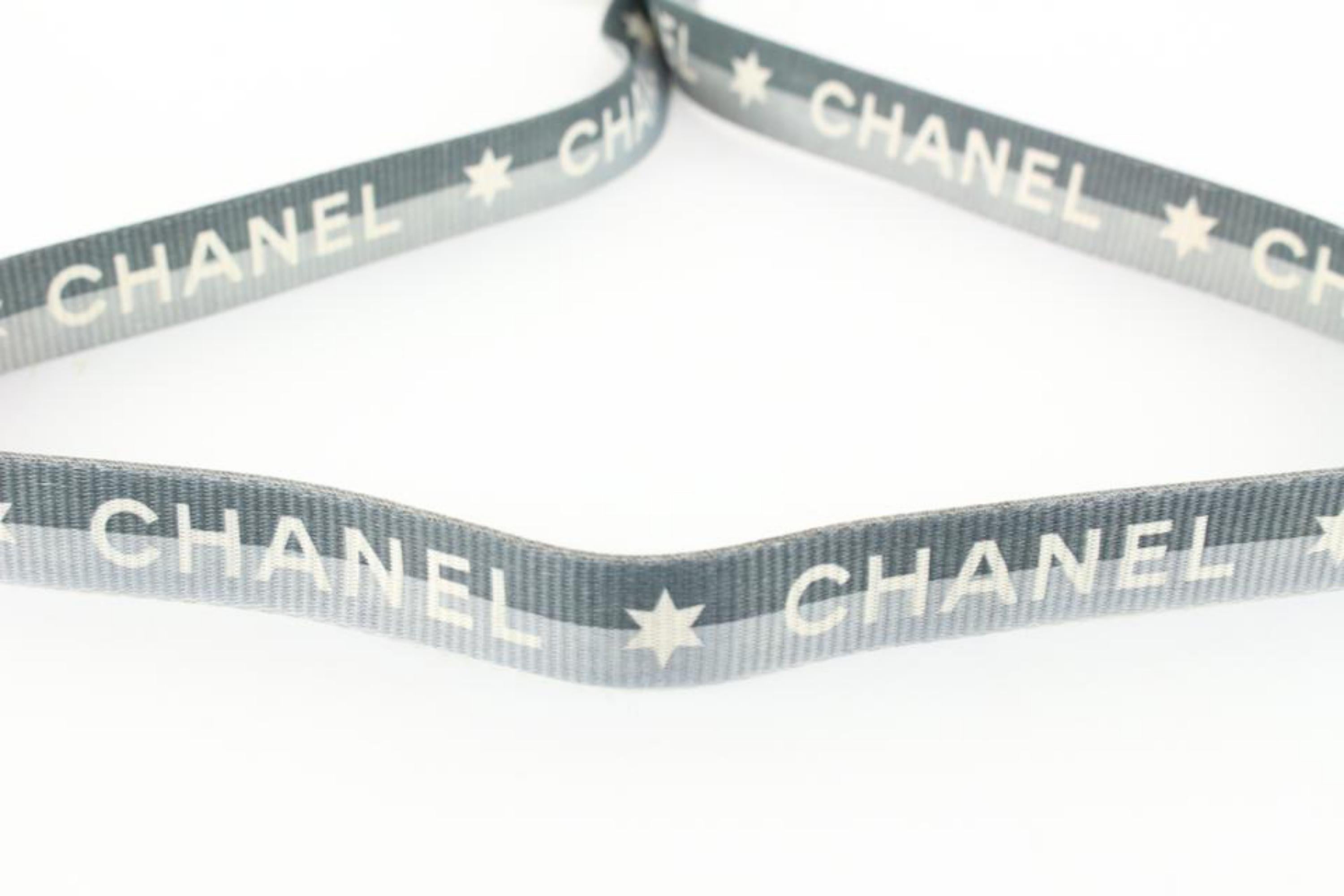 Chanel 01p Grey CC Logo Star Lanyard Necklace with Clip 2cc822s In Good Condition In Dix hills, NY