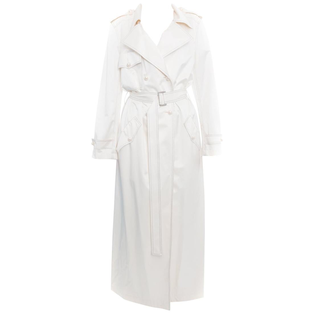 Chanel 01P Ivory Opera Length Day / Night Trench Coat - 40 at 1stDibs