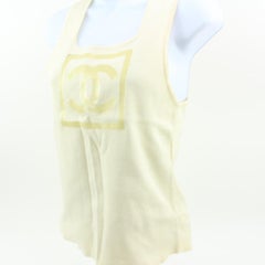 Chanel 01P Medium Cream CC Sports Logo Tank Top Sleeveless Tee Shirt 121ca37