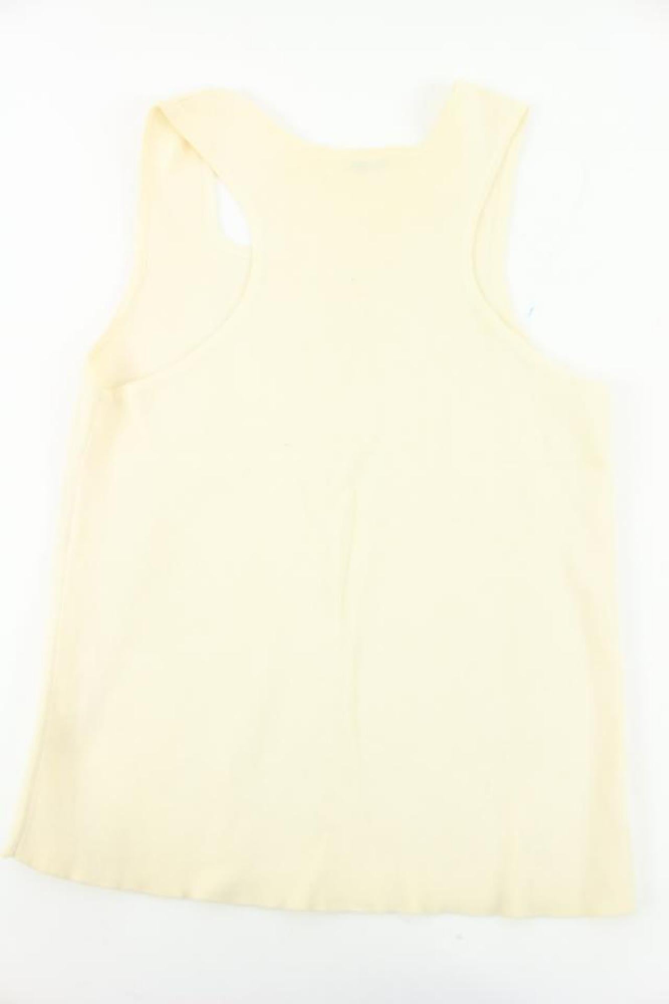 Chanel 01P Medium Cream CC Sports Logo Tank Top Sleeveless Tee Shirt 121ca37 In Good Condition For Sale In Dix hills, NY