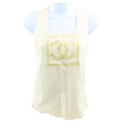 Chanel 01P Medium Cream CC Sports Logo Tank Top Sleeveless Tee Shirt 121ca37