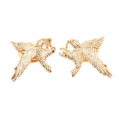 Chanel 01P Swarovski Crystal Eagle Earrings