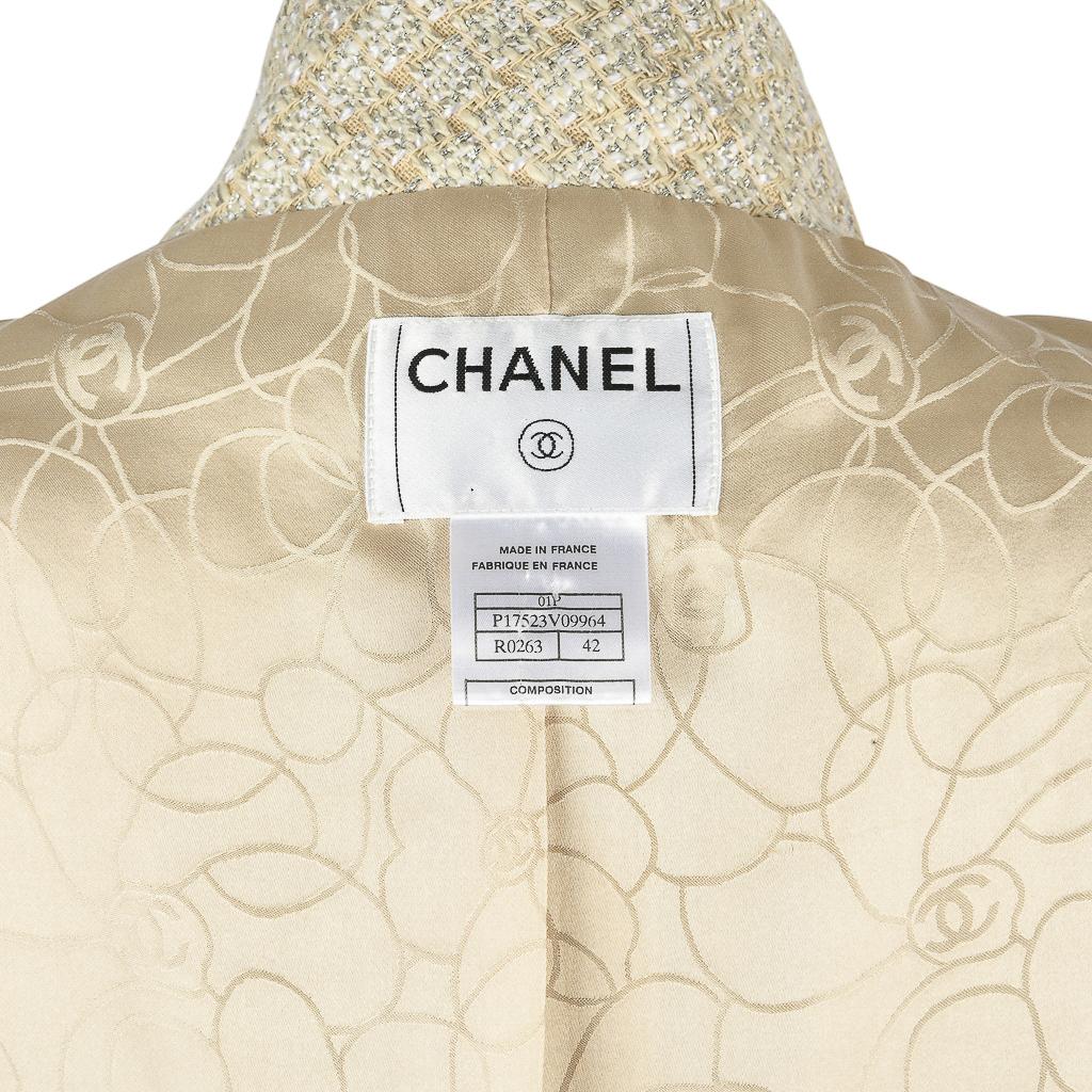 Chanel 01P  Vest / Top Nude Fantasy Tweed Silver Metallic Accent 42 6