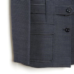 Chanel 01P Veste FR42 Pinstripe Navy Belt Jacket US12