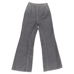 CHANEL 01P Vintage Runway CC rhinestone logo topstitch flared cargo pants FR36 S