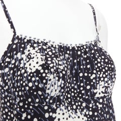 CHANEL 02A 100% silk CC logo polka dot pearl trim camisole FR40 S