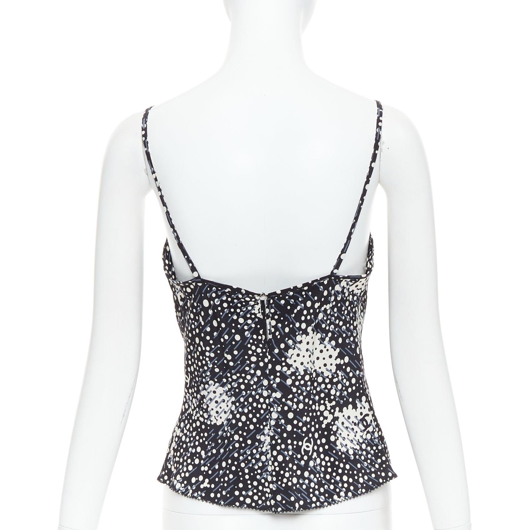 Donna Chanel 02A 100% seta con logo CC a pois e perle FR40 S in vendita