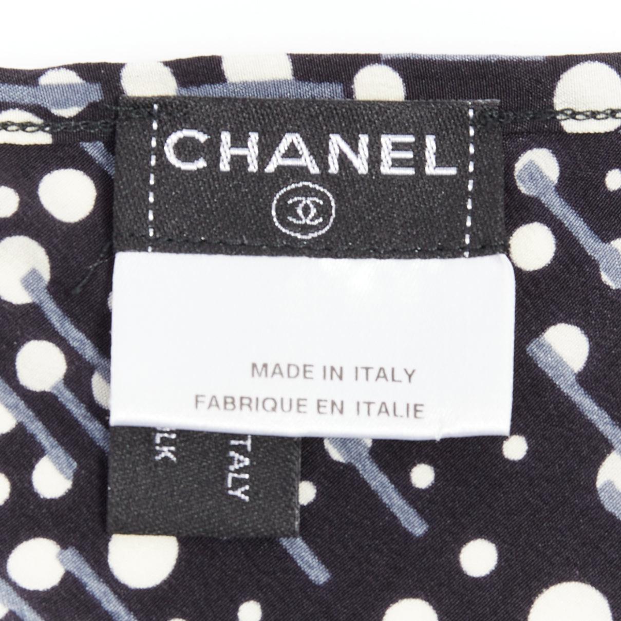 Chanel 02A 100% seta con logo CC a pois e perle FR40 S in vendita 3