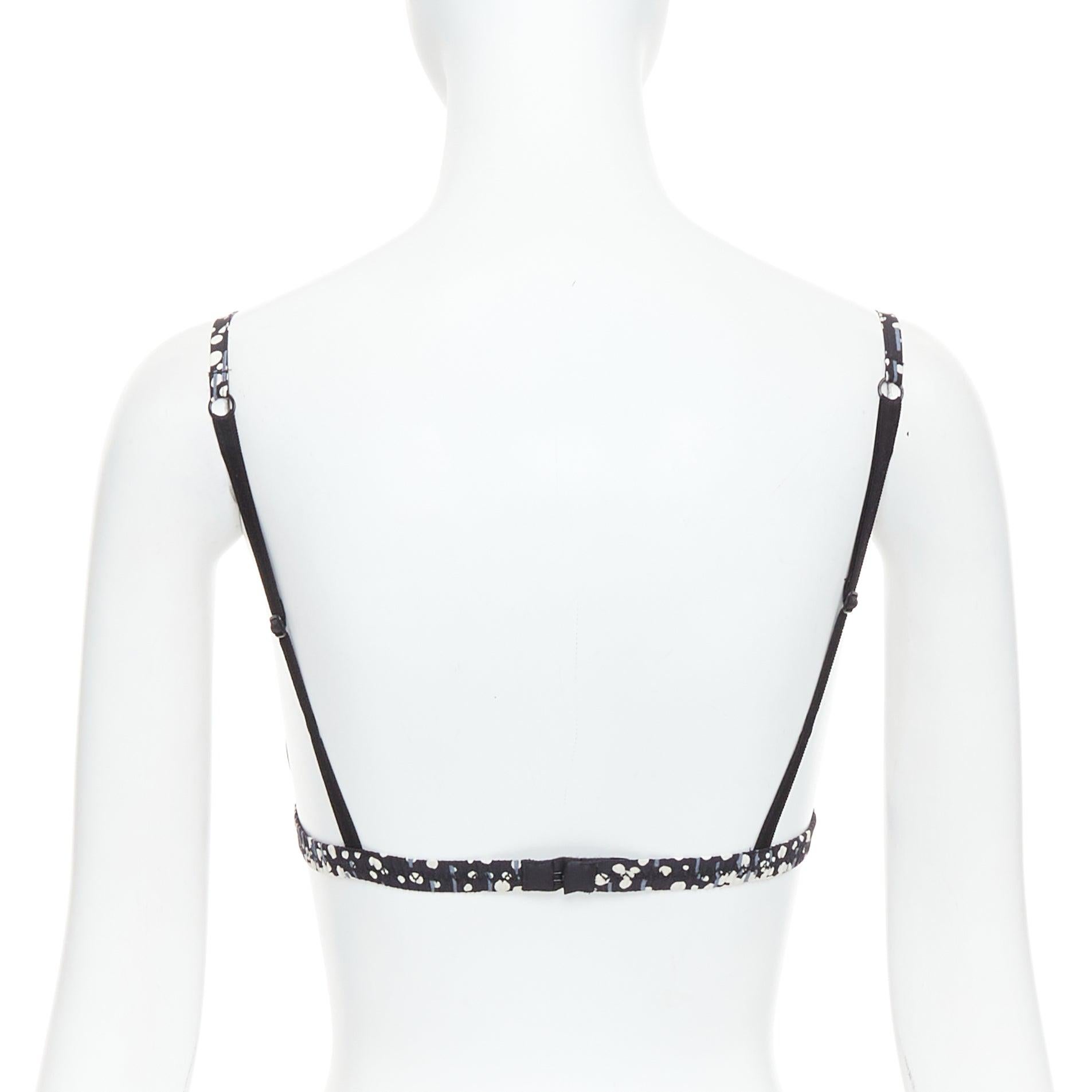 CHANEL 02A schwarz-grauer, mit Perlen verzierter, gepolsterter und gepolsterterBH mit CC-Logo Damen im Angebot