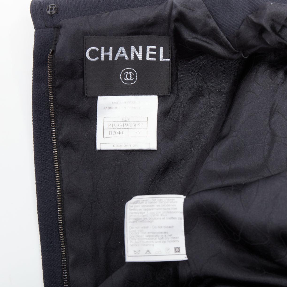 CHANEL 02A Runway black wool silver maharaja rhinestone cropped jacket FR36 S 5