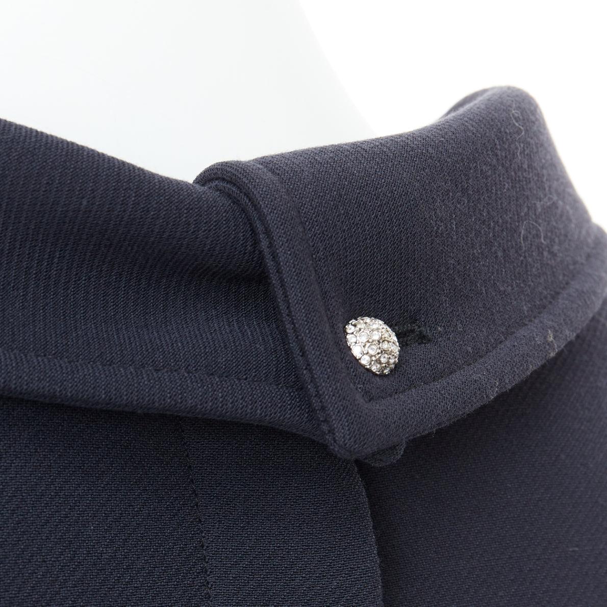 CHANEL 02A Runway black wool silver maharaja rhinestone cropped jacket FR36 S 4