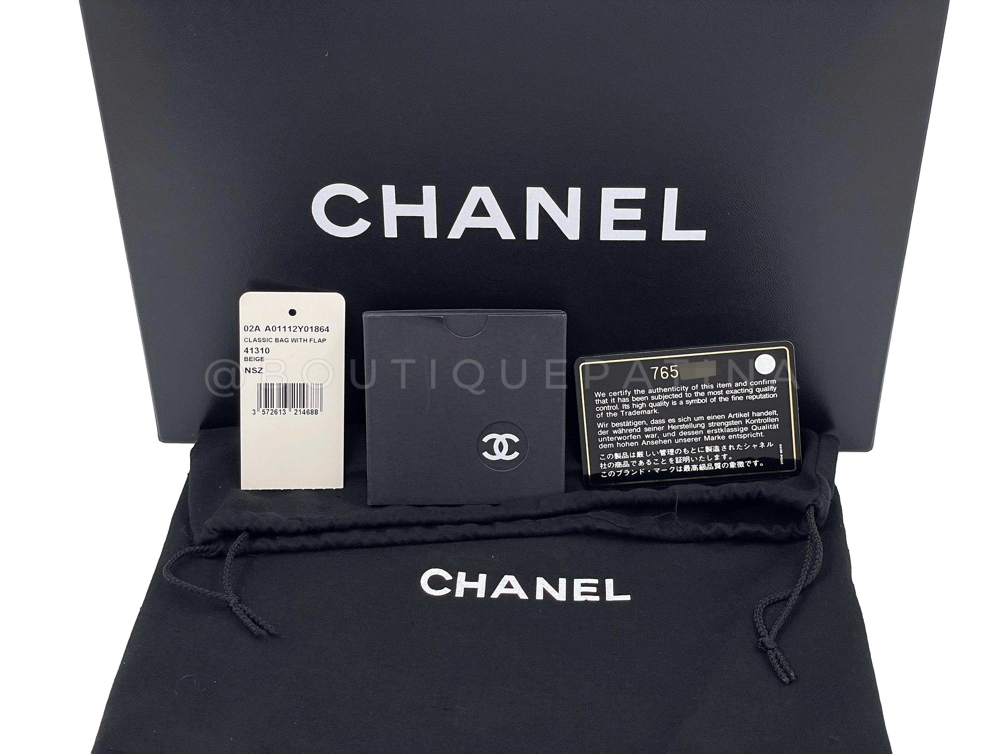 Chanel 02A Vintage Beige Caviar Medium Classic Double Flap Bag 24k GHW 64907 For Sale 9