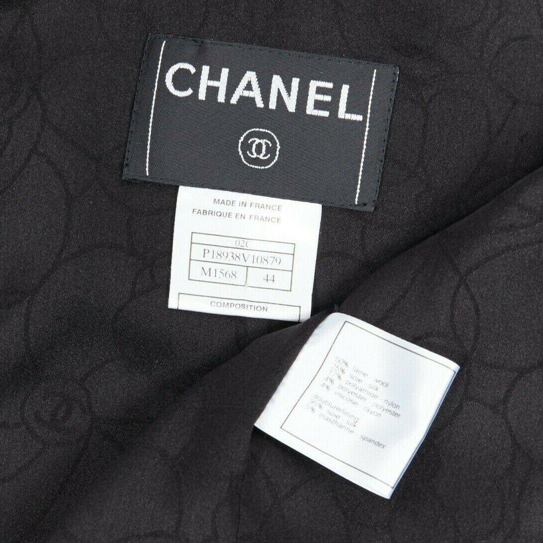 CHANEL 02C black sequinned tweed bejewel buttons swallowtail tuxedo jacket FR44 6