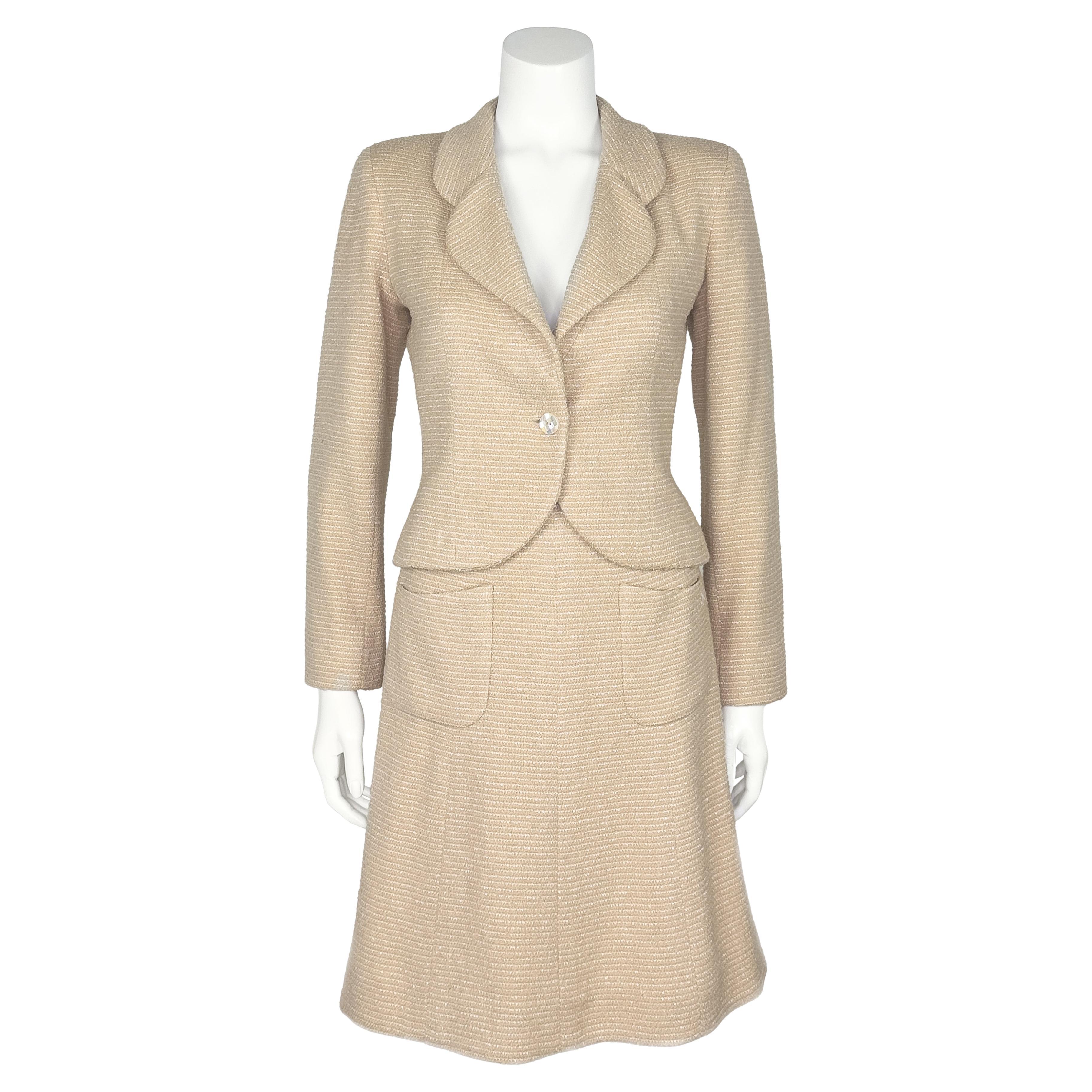 Chanel 02C Collection Light Tan Wool Skirt Suit