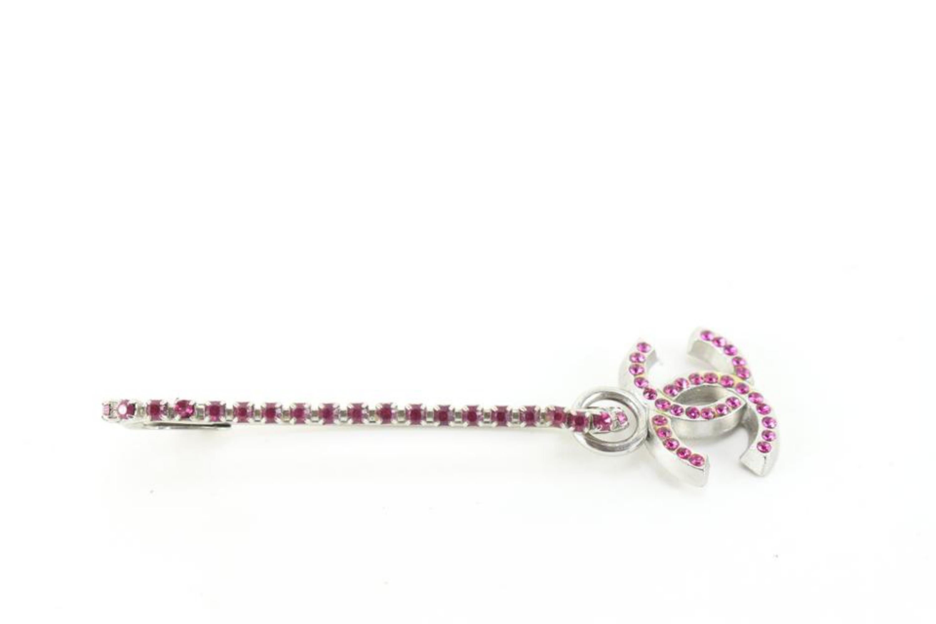 Chanel 02P Silver x Fuchsia Safety Pin Brooch 71ck84s For Sale 6
