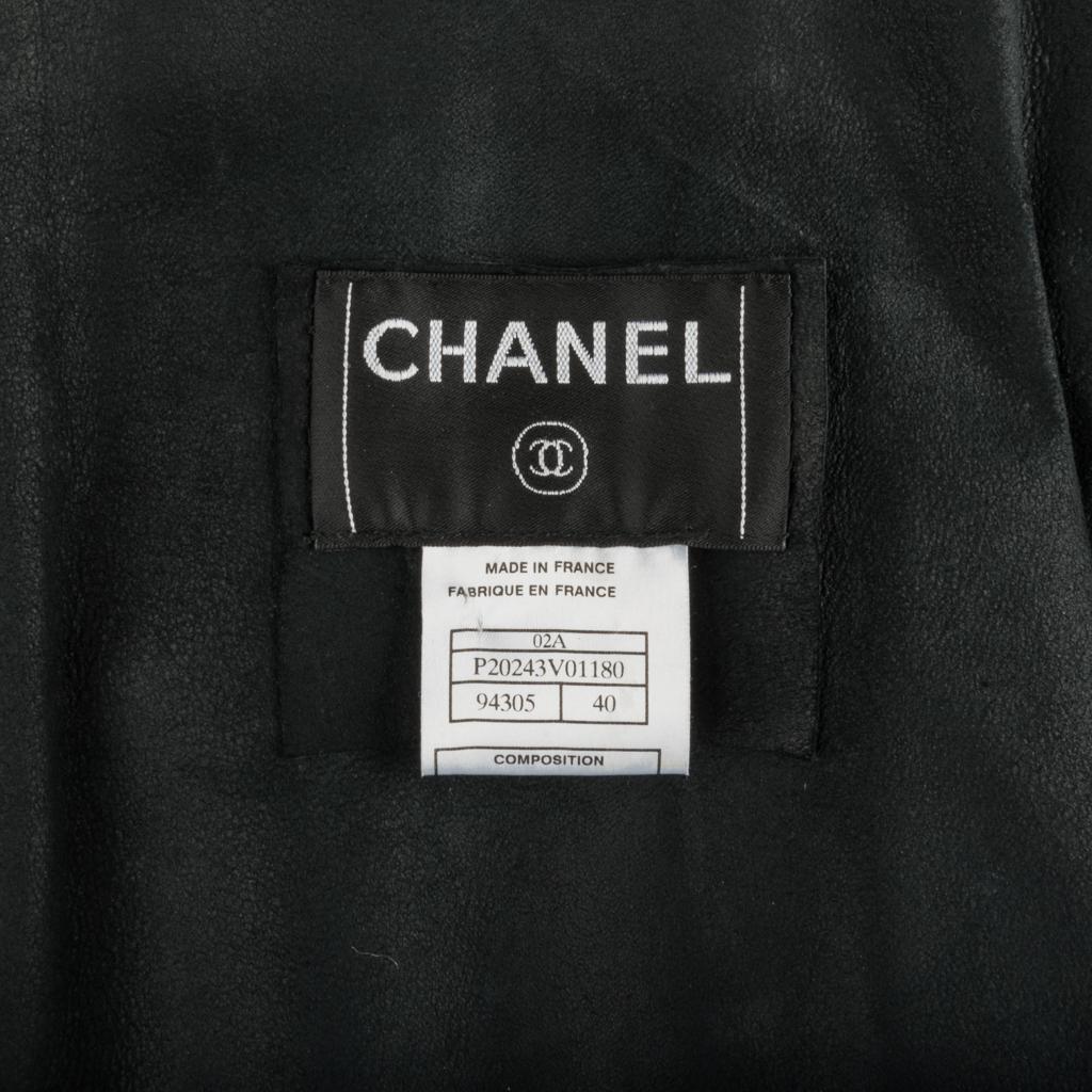 Chanel 02P Top Black Lambskin Front Bow Metallic Wash 40 / 6 NW 7