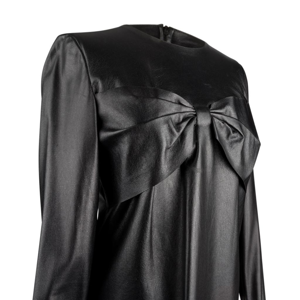Women's Chanel 02P Top Black Lambskin Front Bow Metallic Wash 40 / 6 NW