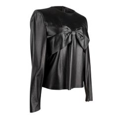 Chanel 02P Top Black Lambskin Front Bow Metallic Wash 40 / 6 NW