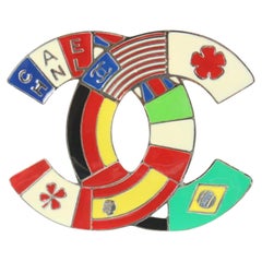Chanel 03A International Flags CC Logo Brooch Pin National  Corsage 40ck83s