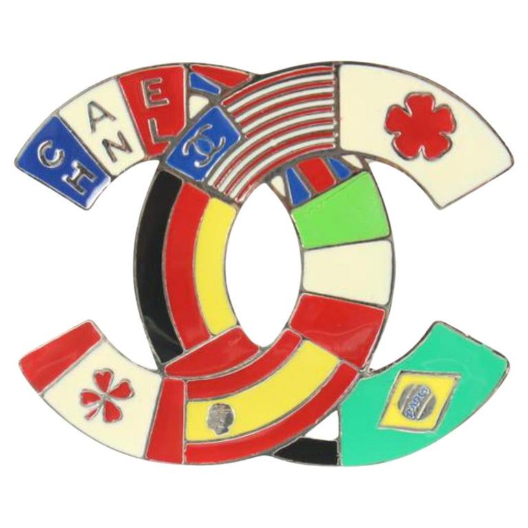 Chanel 03A International Flags CC Logo Brooch Pin National Corsage 40ck83s
