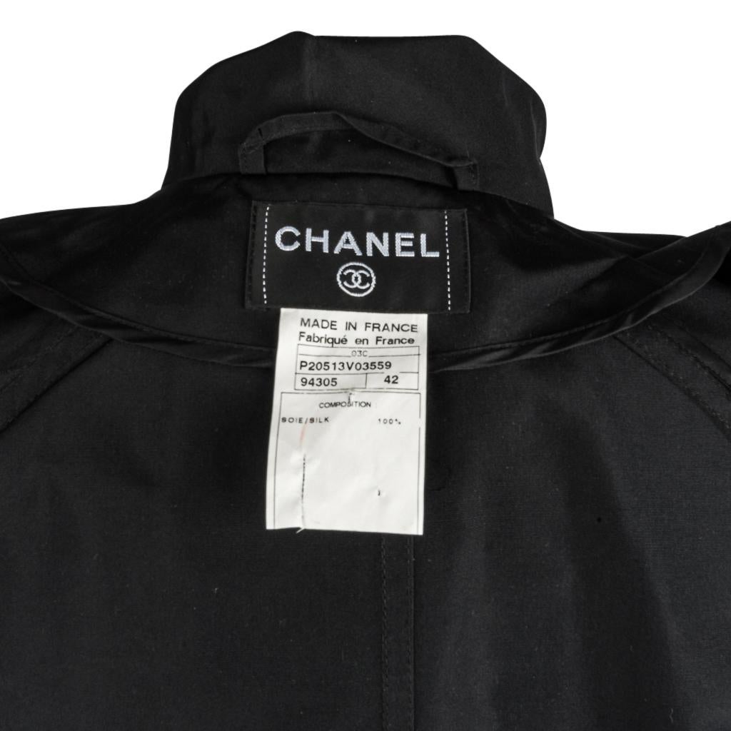 Chanel 03C Coat Trench Style Silk 2 Camellia Pins 42 / 8  8