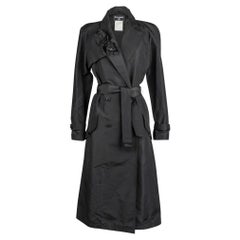 Chanel 03C Coat Trench Style Silk 2 Camellia Pins 42 / 8 