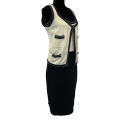 CHANEL -03C Cruise Resort 2003 Cashmere 2 Piece Knit Dress & Vest US Medium Set