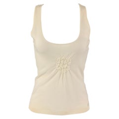 CHANEL 03C Size 6 Beige Cotton Rayon Tank Top