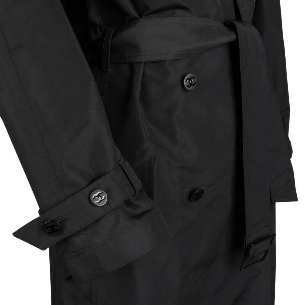 Chanel 03C Trench Coat Silk Two Camellia Pins 42 / 8 3