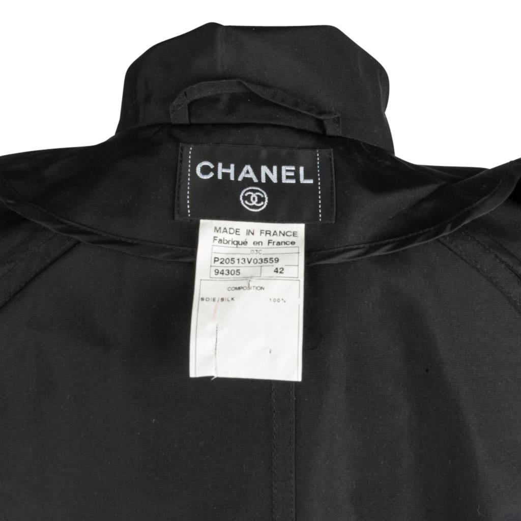 Chanel 03C Trench Coat Silk Two Camellia Pins 42 / 8  7