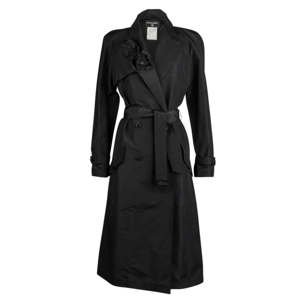 black silk trench coat