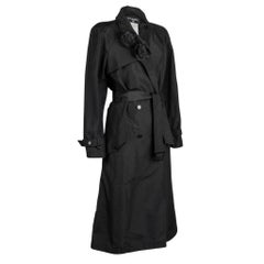 Chanel 03C Trench Coat Silk Two Camellia Pins 42 / 8 