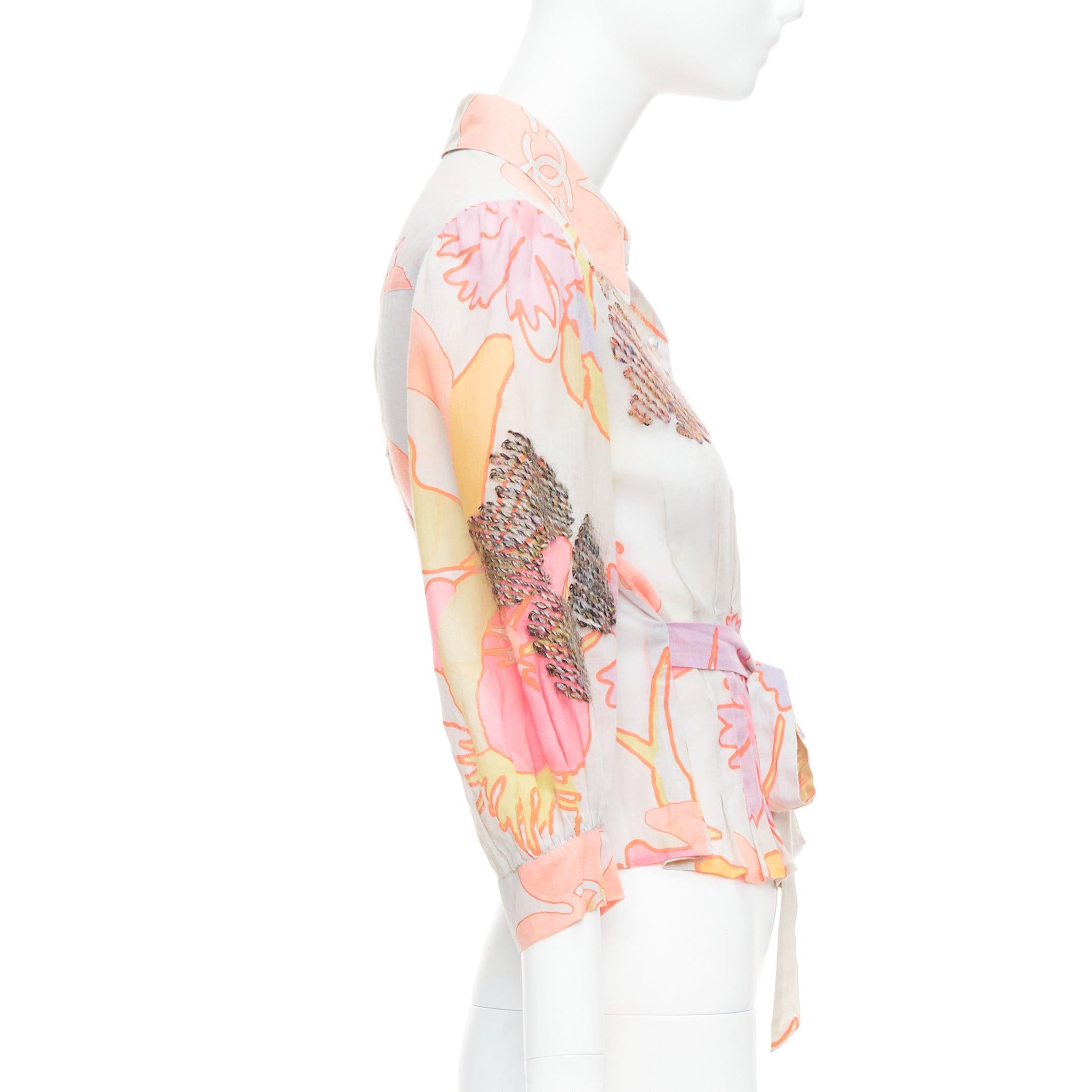 Chanel 03P camicetta crop in cotone con stampa floreale e ricamo, FR36 S In condizioni buone in vendita a Hong Kong, NT