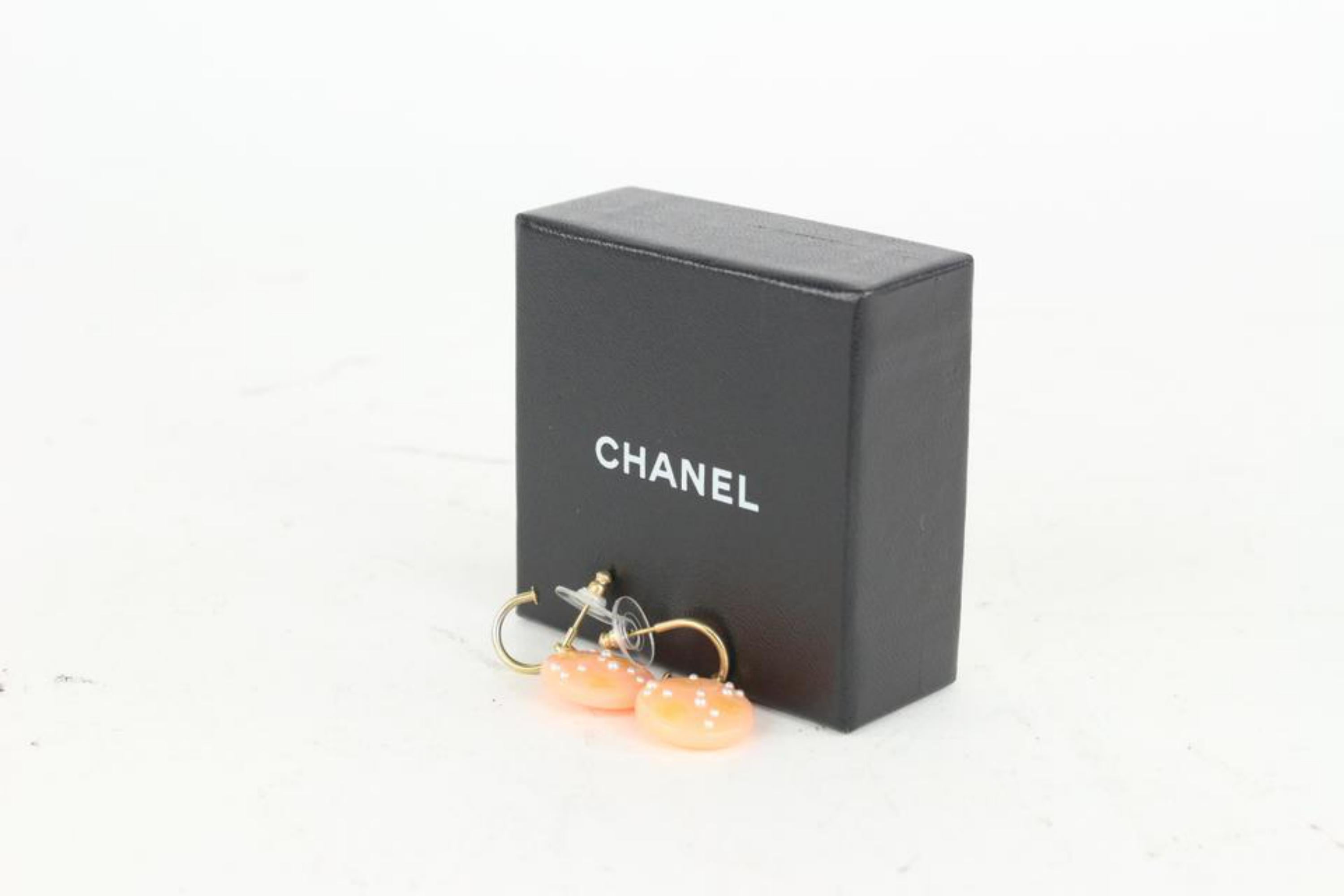Chanel 03P Pink Pearl CC Pierce Drop Earrings 1014c14 For Sale 4