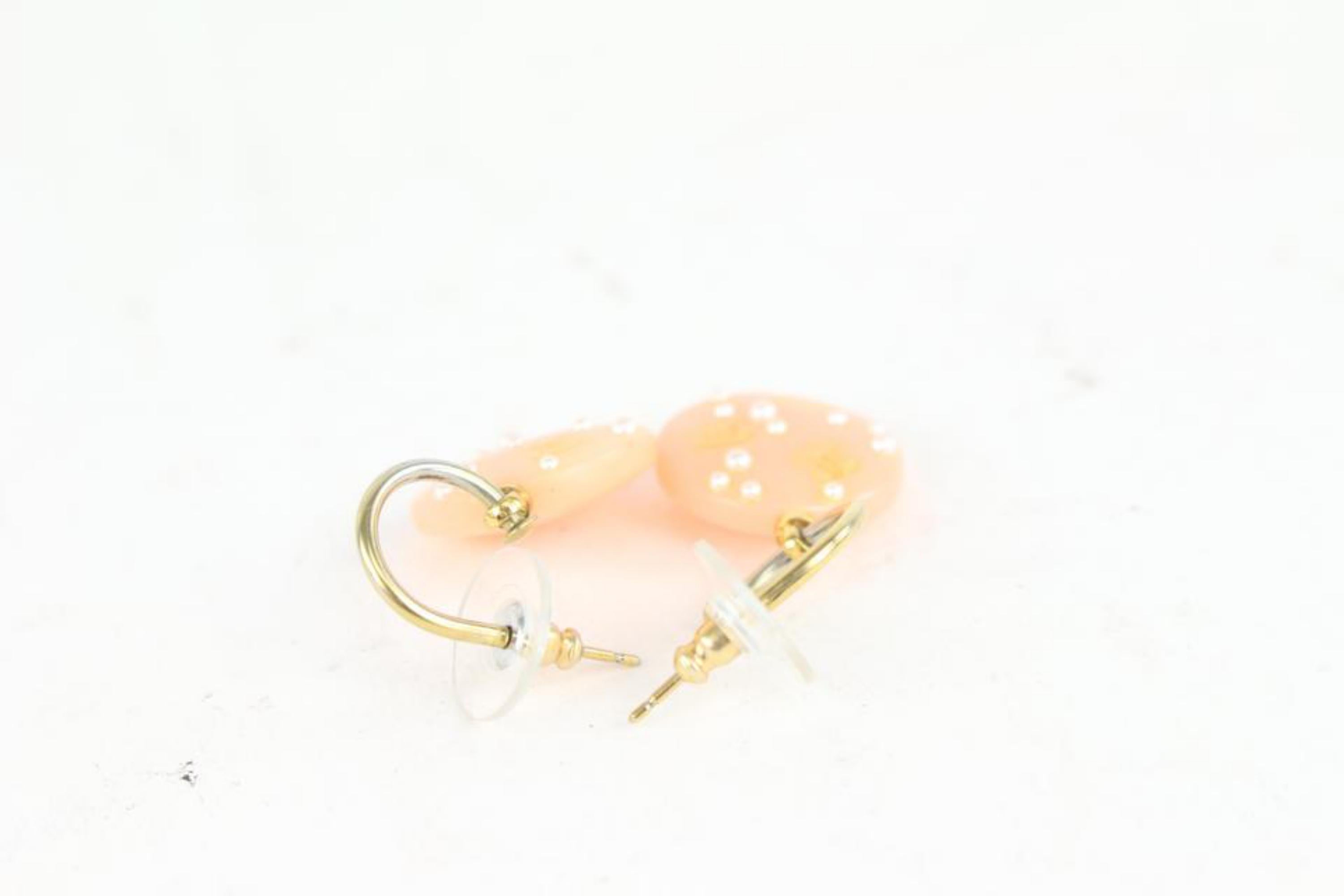 Chanel 03P Pink Pearl CC Pierce Drop Earrings 1014c14 In Excellent Condition For Sale In Dix hills, NY
