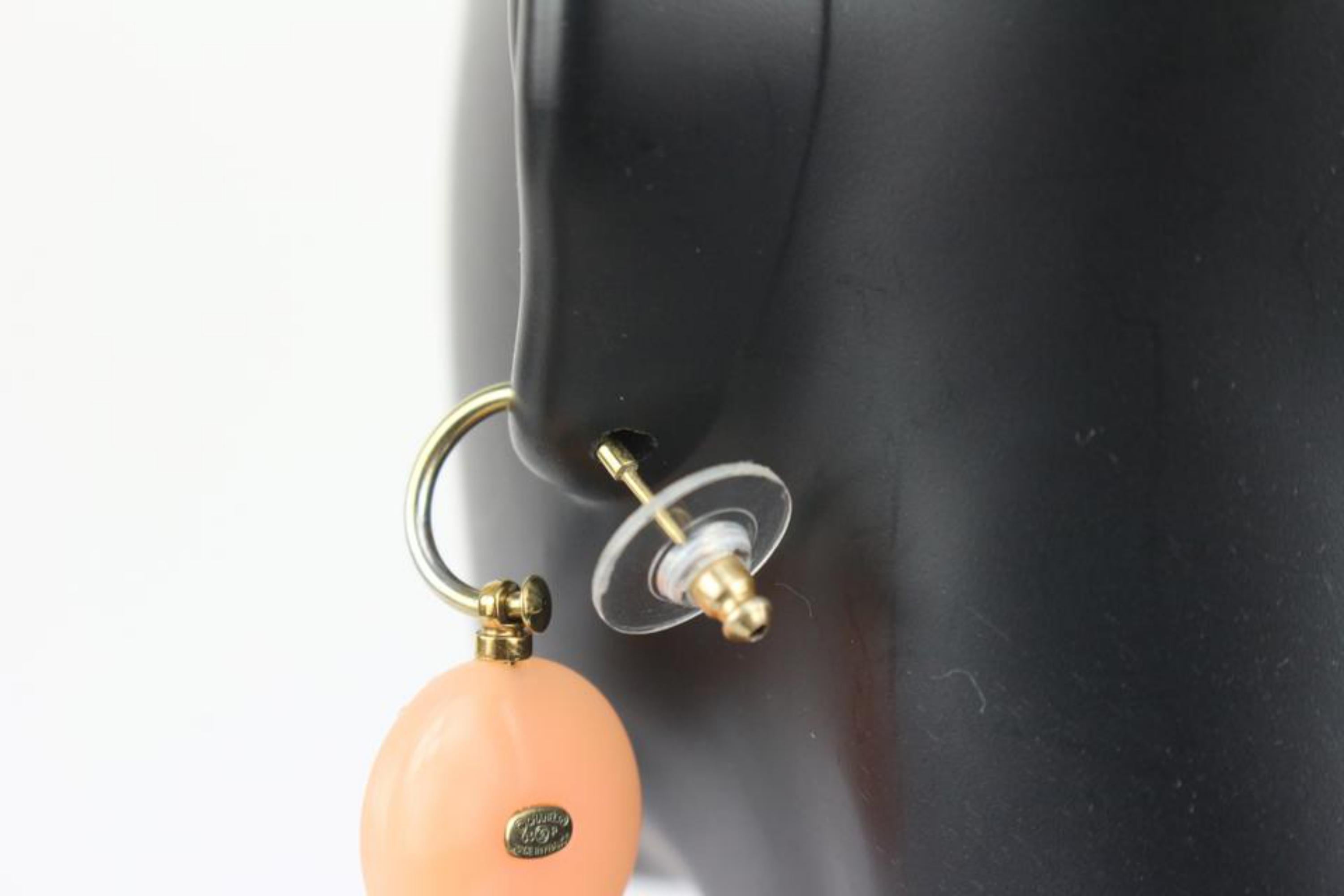 Women's Chanel 03P Pink Pearl CC Pierce Drop Earrings 1014c14 For Sale