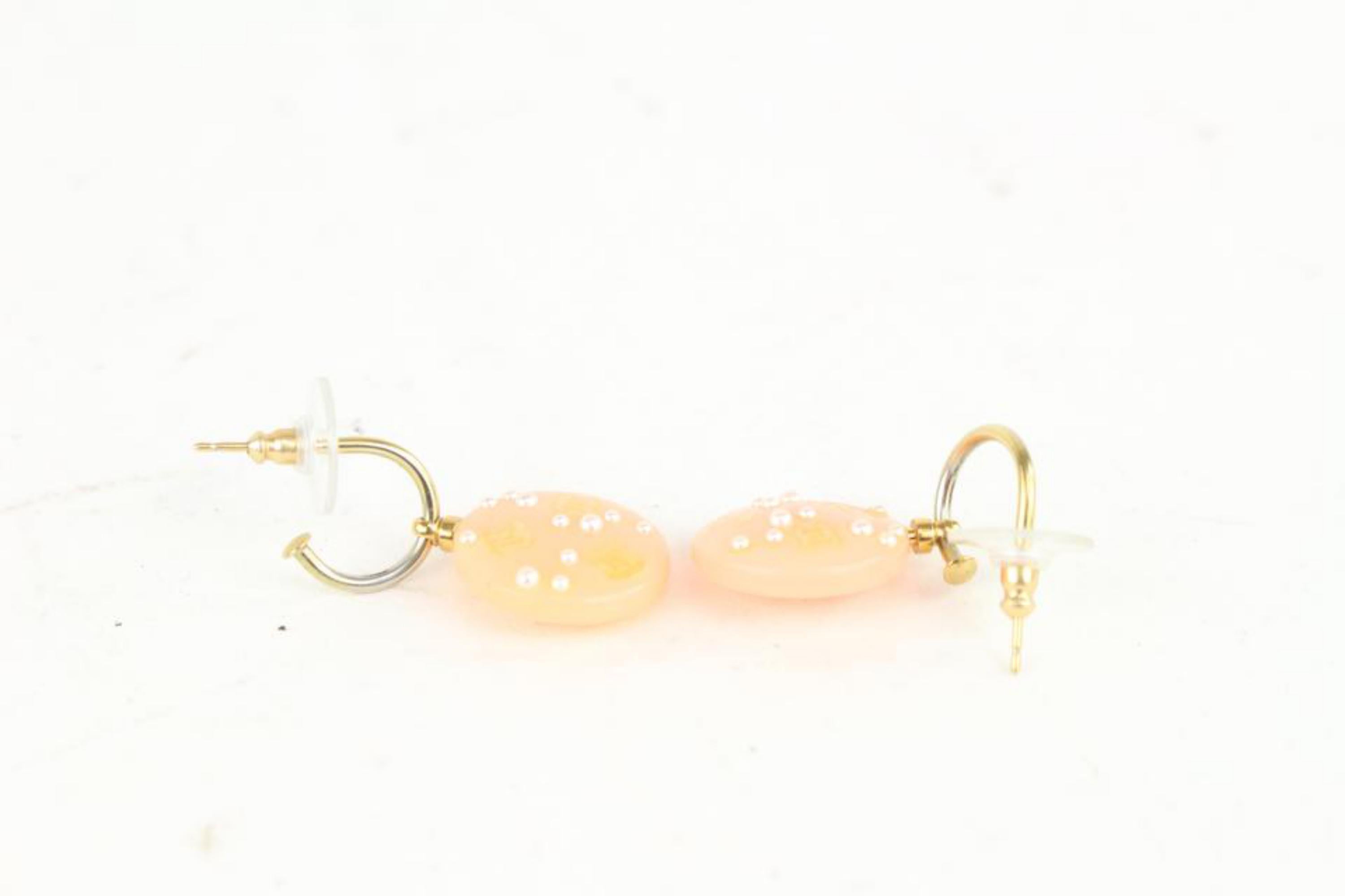 Chanel 03P Pink Pearl CC Pierce Drop Earrings 1014c14 For Sale 1