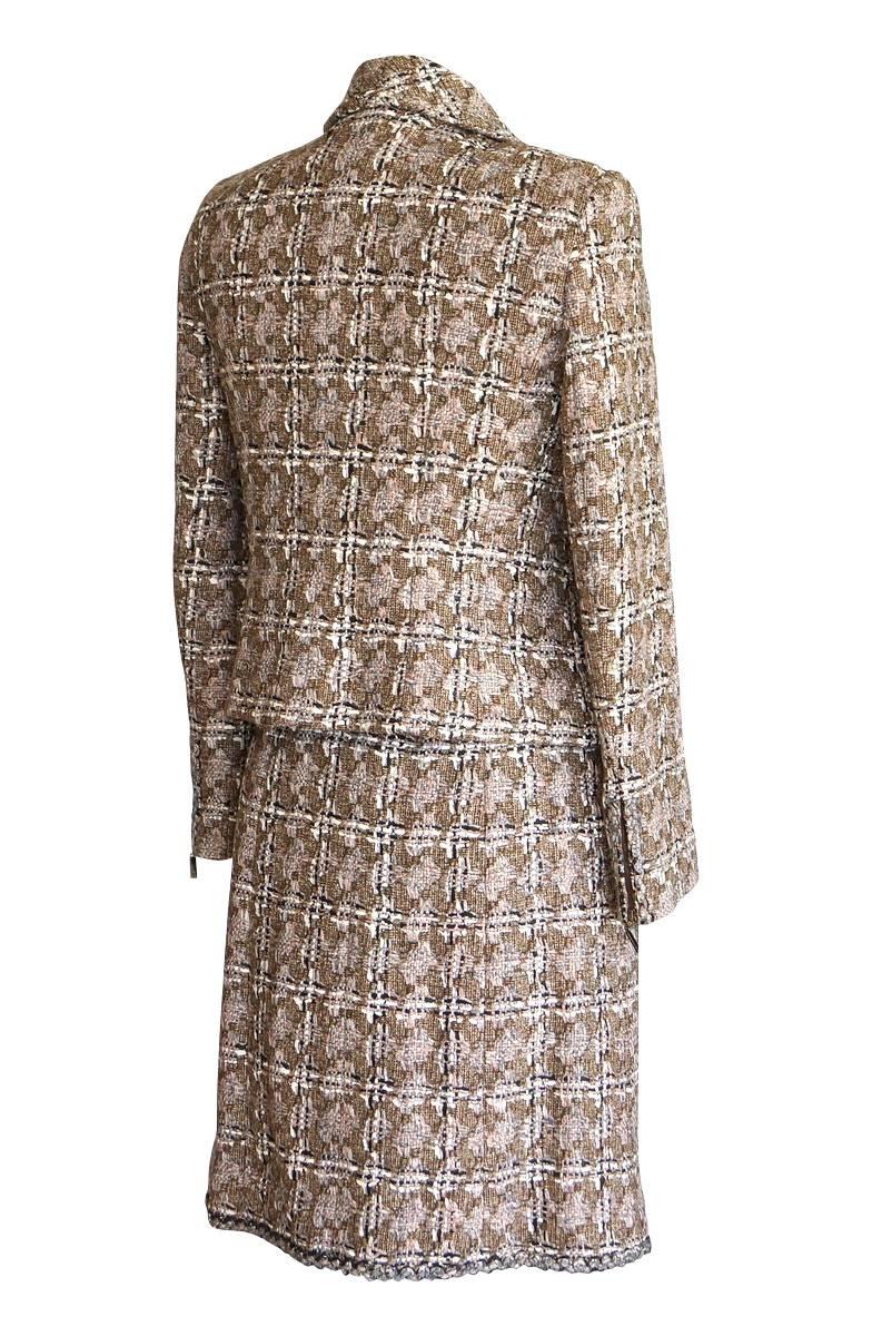 Chanel 03P Skirt Suit Taupe Tweed Zipper Front 40 / 8 New 5