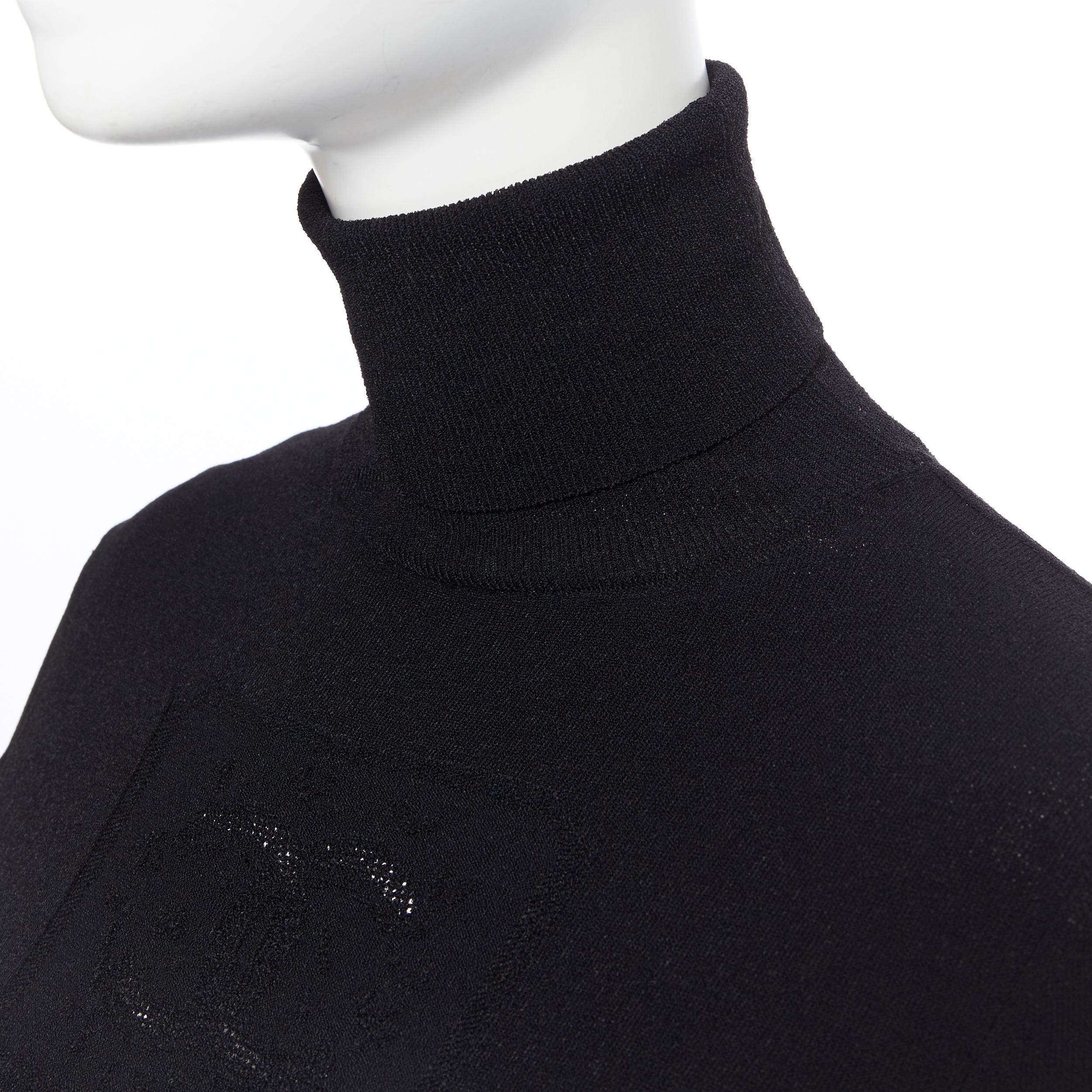 Women's CHANEL 03P viscose knit CC logo front turtleneck 3/4 sleeve sweater top FR40 M