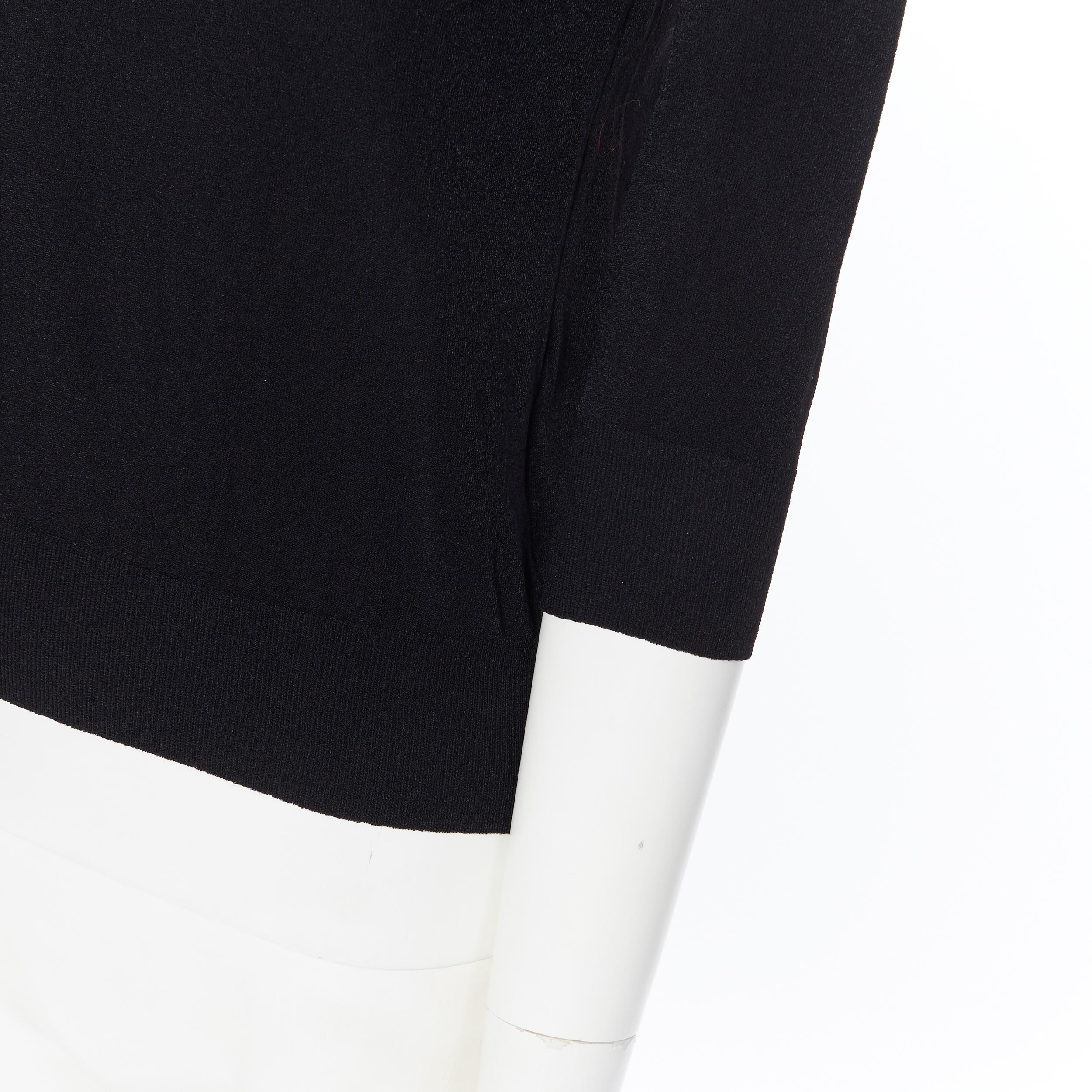 CHANEL 03P viscose knit CC logo front turtleneck 3/4 sleeve sweater top FR40 M 1