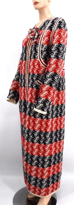 Chanel 04A 2004 Rare Wool Cashmere Runway Sweater Coat with Brooch FR 42