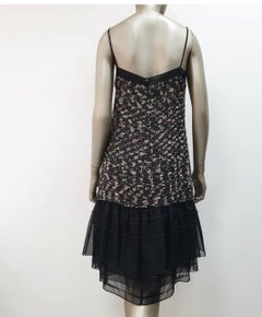 Chanel 04A Chiffon Trim Ribbon Tweed Dress Jacket Suit Sz.44