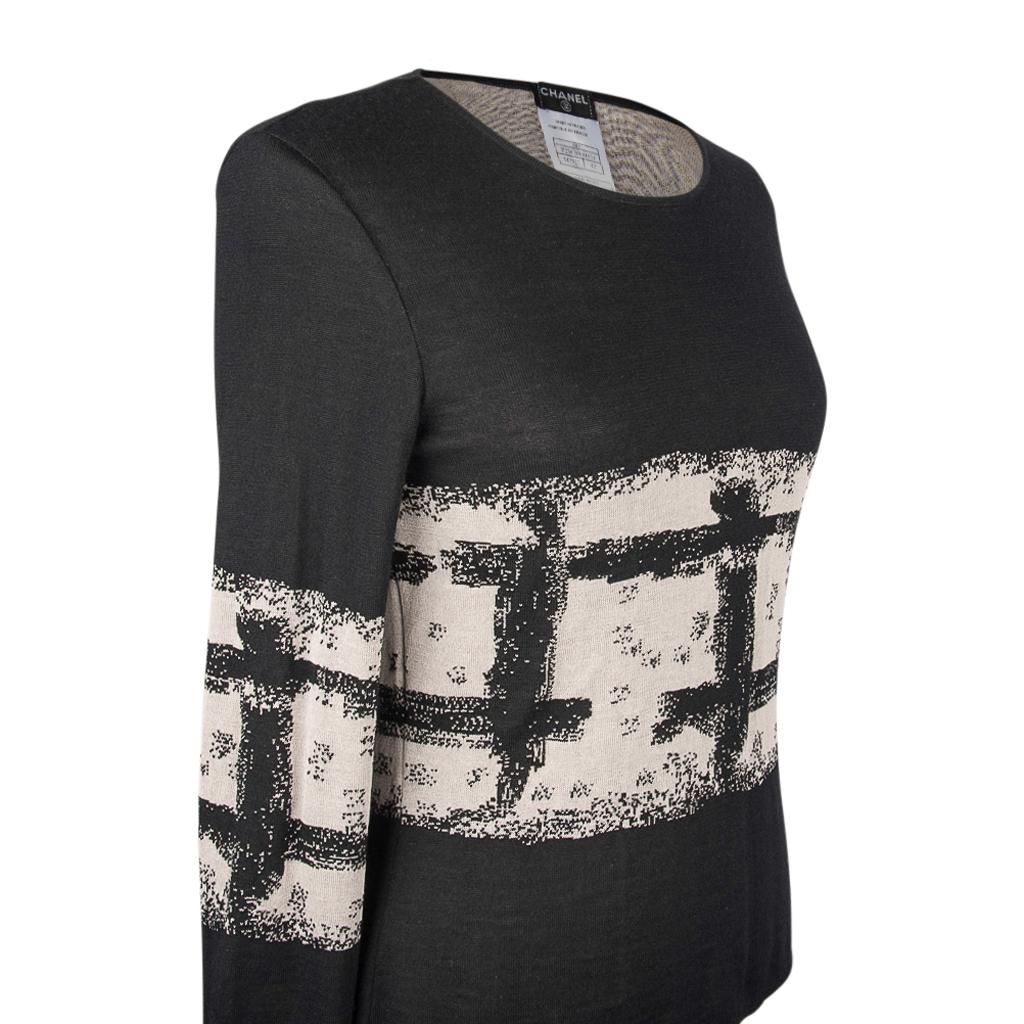 Women's Chanel 04A Top Abstract Print Intarsia Cashmere Silk 42 / 8 New