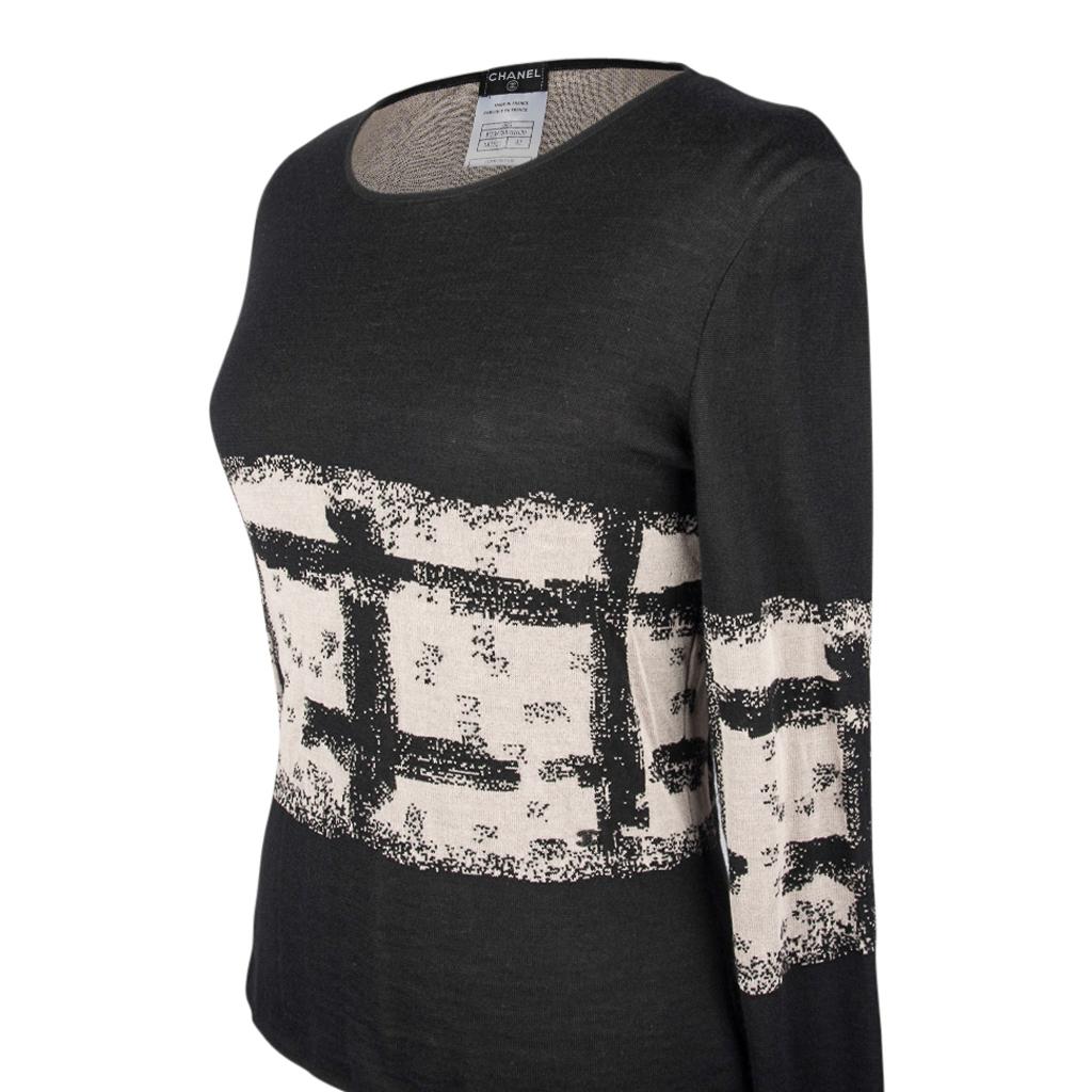 Chanel 04A Top Abstract Print Intarsia Cashmere Silk 42 / 8 New 1
